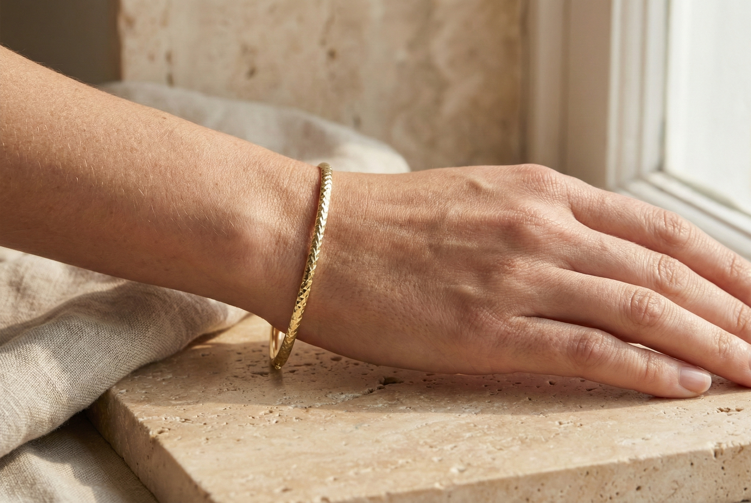 Women’s Diamond-Cut Gold Cuff Bracelet, 14K Gold